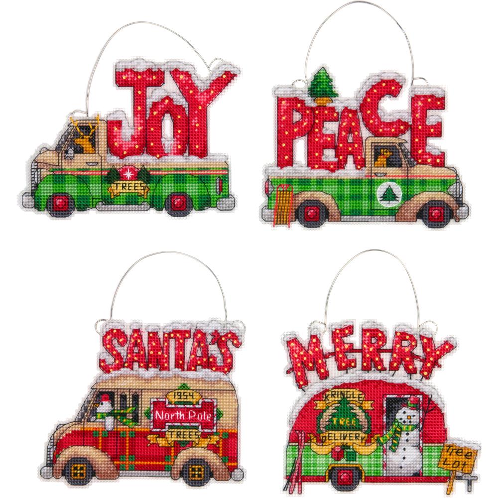 Holiday Truck Ornaments Counted Cross Stitch Kit